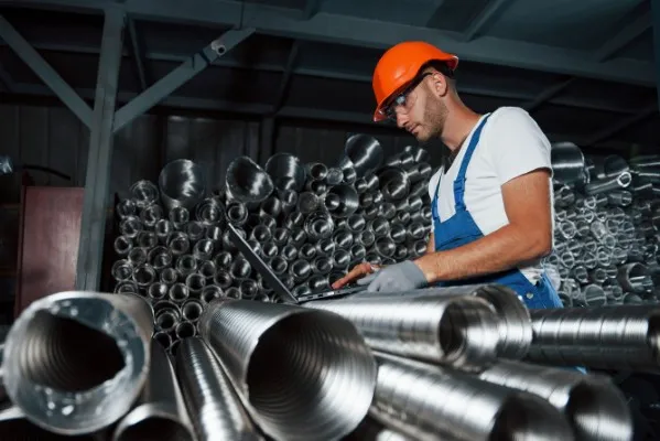 Fotografía de un joven trabajador realizando mantenimiento industrial en fábrica