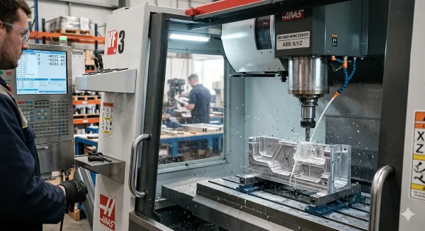 Fotografía de un experto de SIE Cortes trabajando con el CNC para mejorar resultados